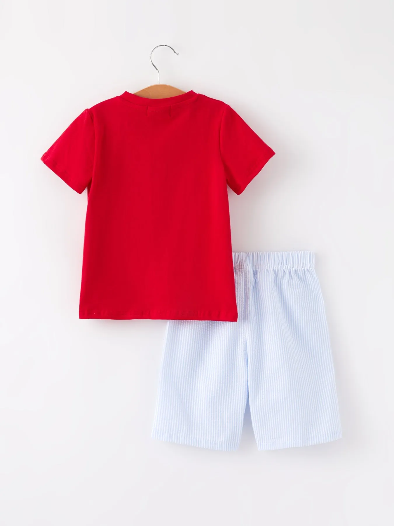 4th Of July Star Embroidery Smocking Boys Set