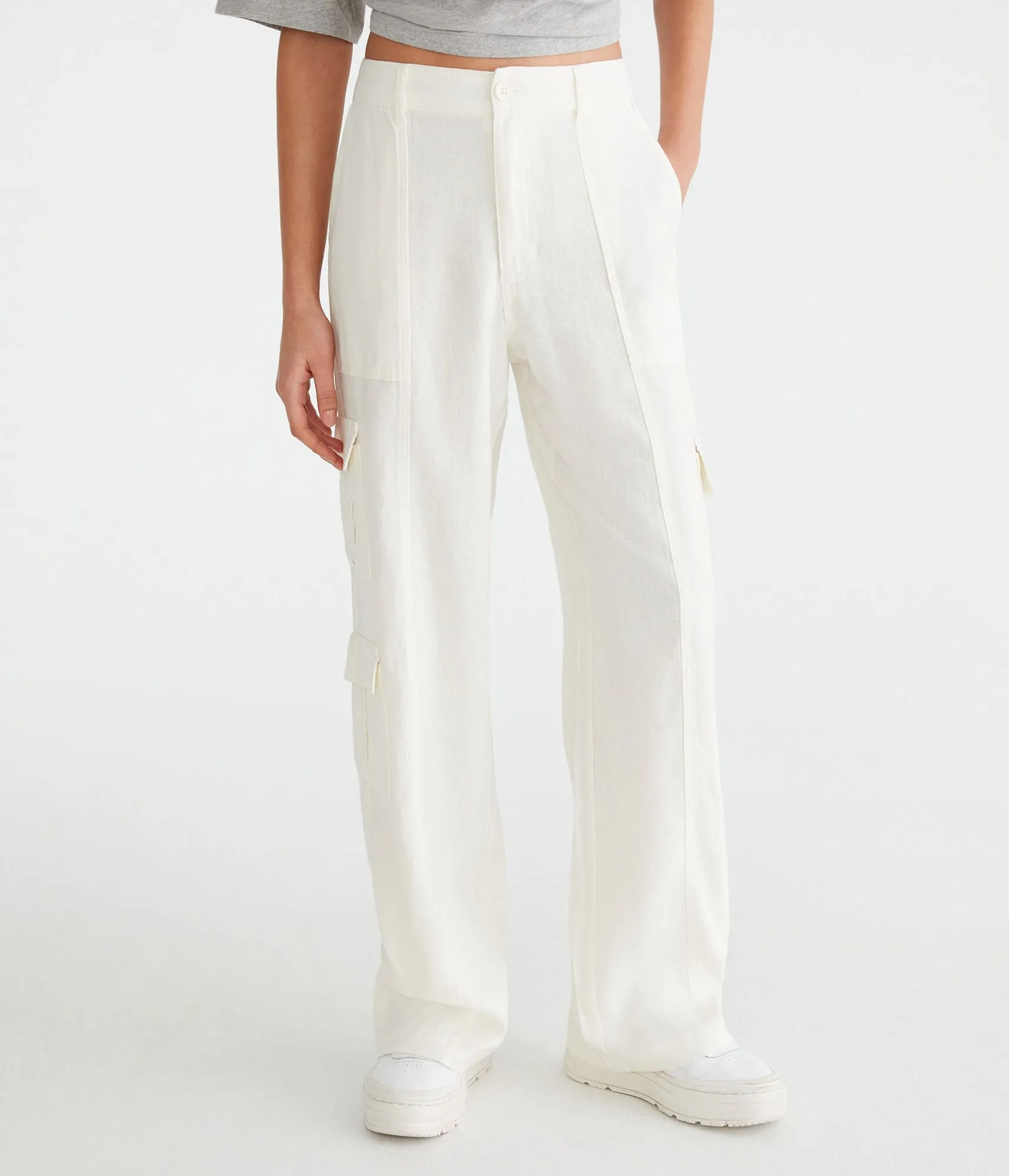 Aeropostale Linen Wide Leg Cargo Pants