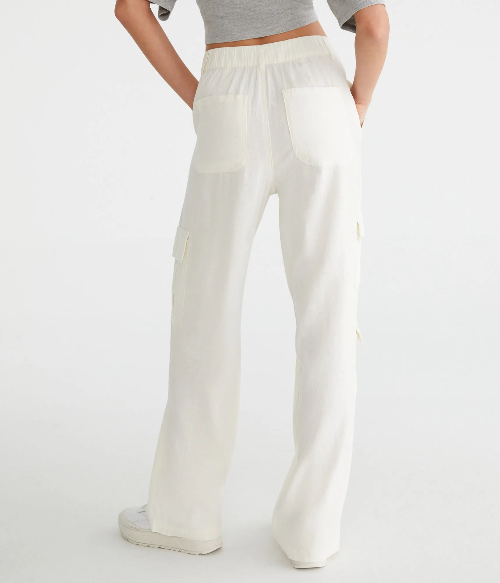 Aeropostale Linen Wide Leg Cargo Pants