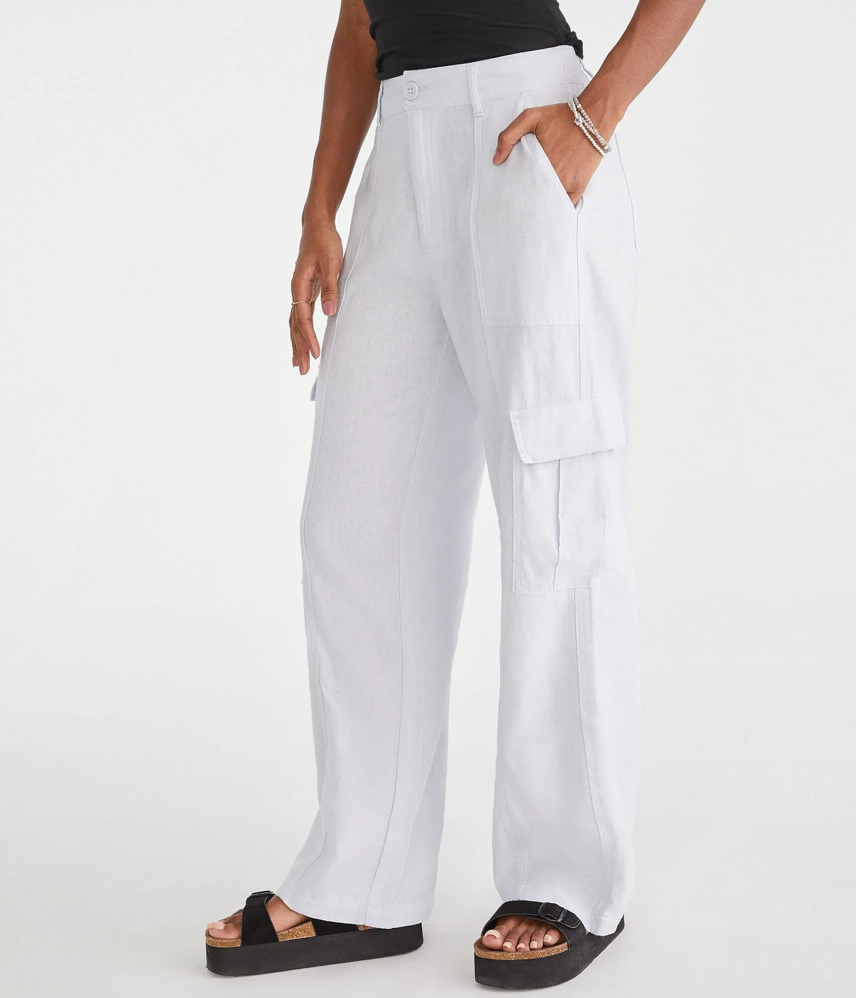 Aeropostale Linen Wide Leg Cargo Pants