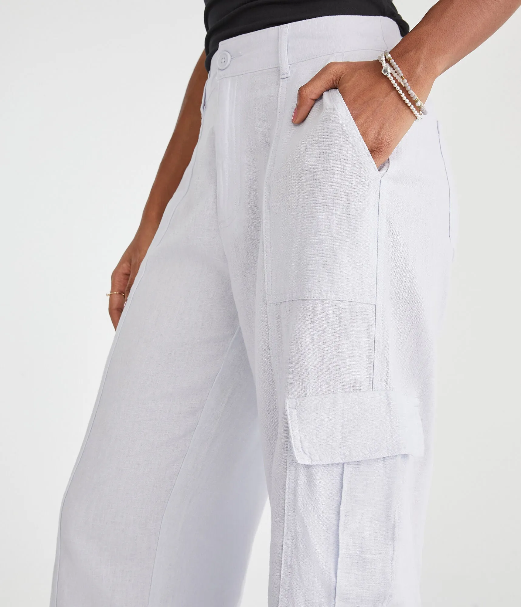 Aeropostale Linen Wide Leg Cargo Pants
