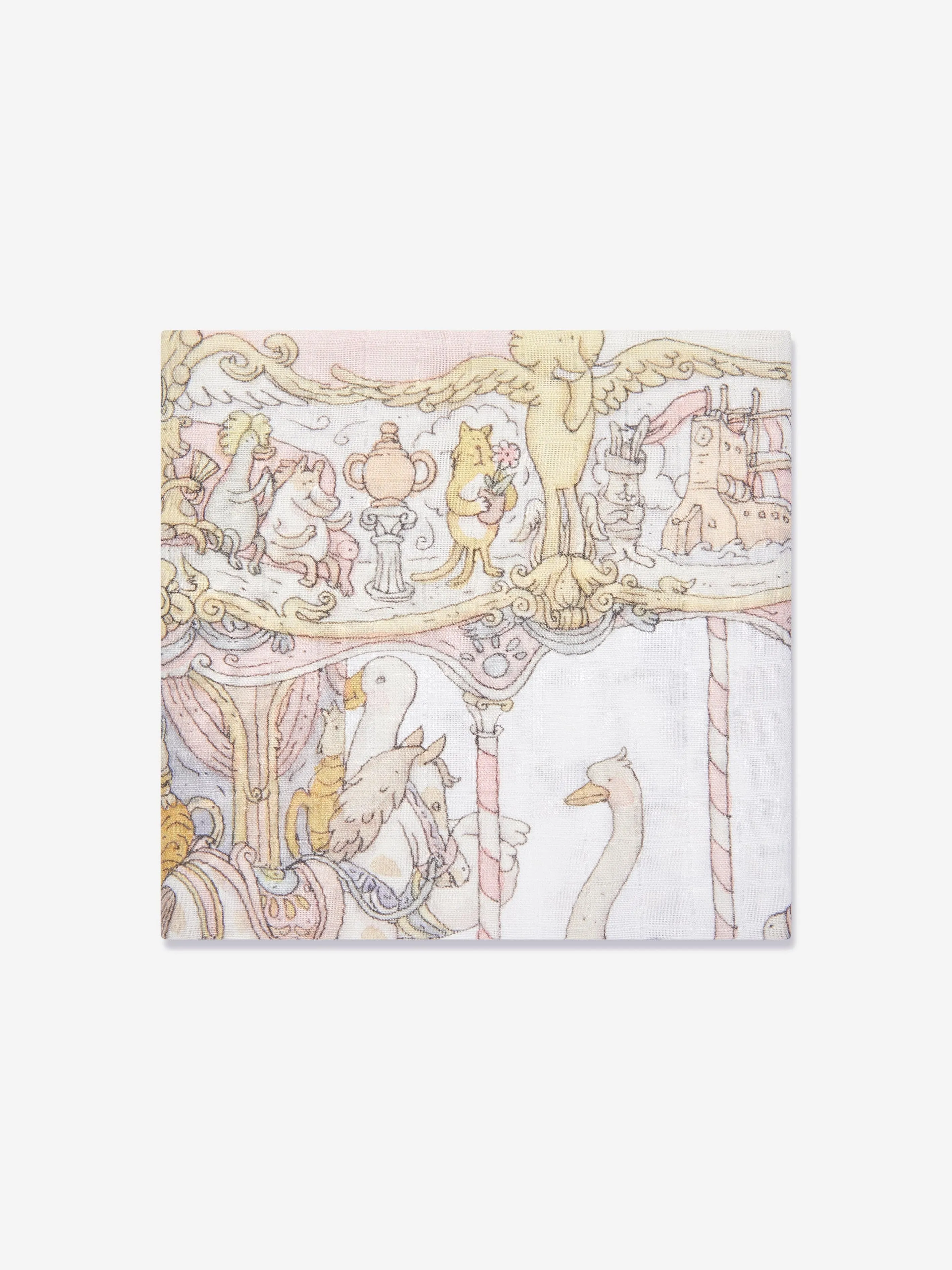 Atelier Choux Baby Girls Carousel Swaddle in Pink