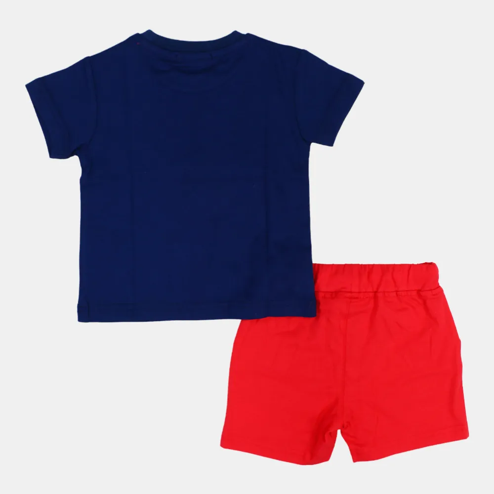 Baby Boys Short-Sleeved 2-Piece Cotton Outfit Set – Fun Crab Design