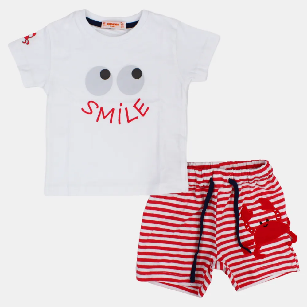 Baby Boys Short-Sleeved 2-Piece Cotton Outfit Set – Fun Design