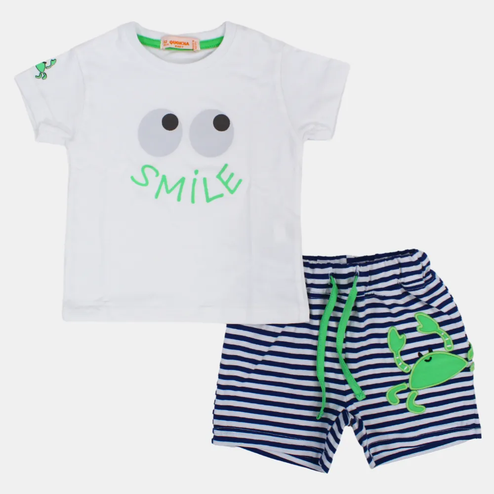 Baby Boys Short-Sleeved 2-Piece Cotton Outfit Set – Fun Design