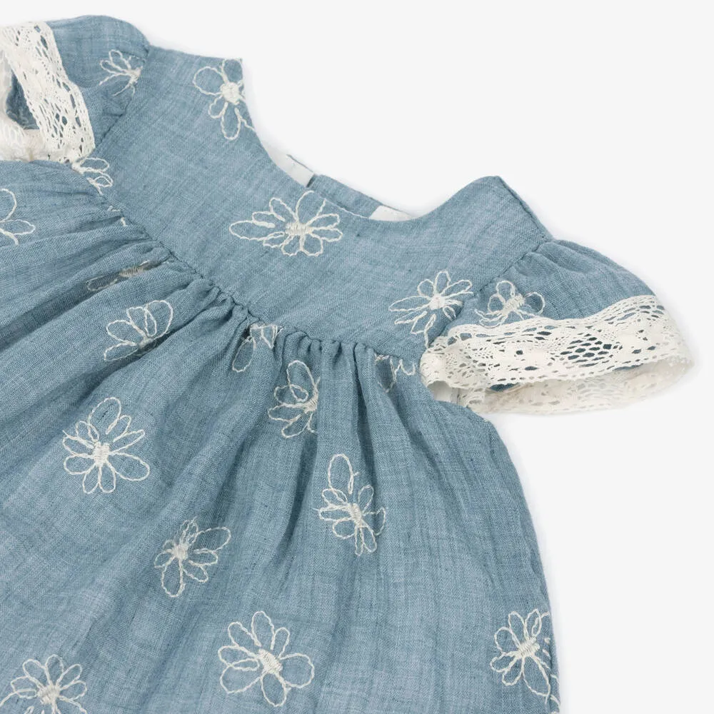 Baby Embroidered Daisy Dress - Bluestone by Mayoral