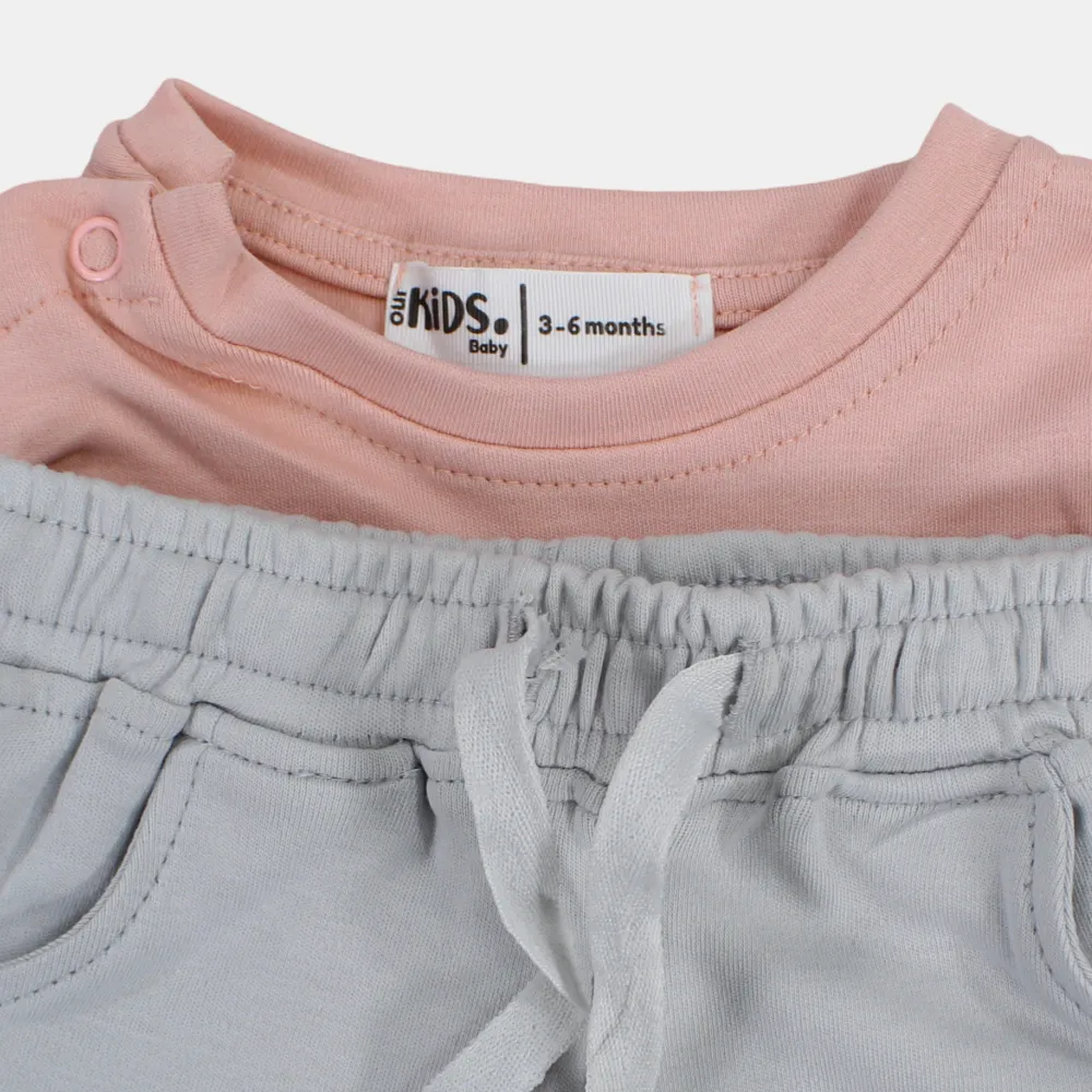 Baby Girls Cotton Pajama Set – Dusty Pink with a Bunny & "Magic is Real" Print