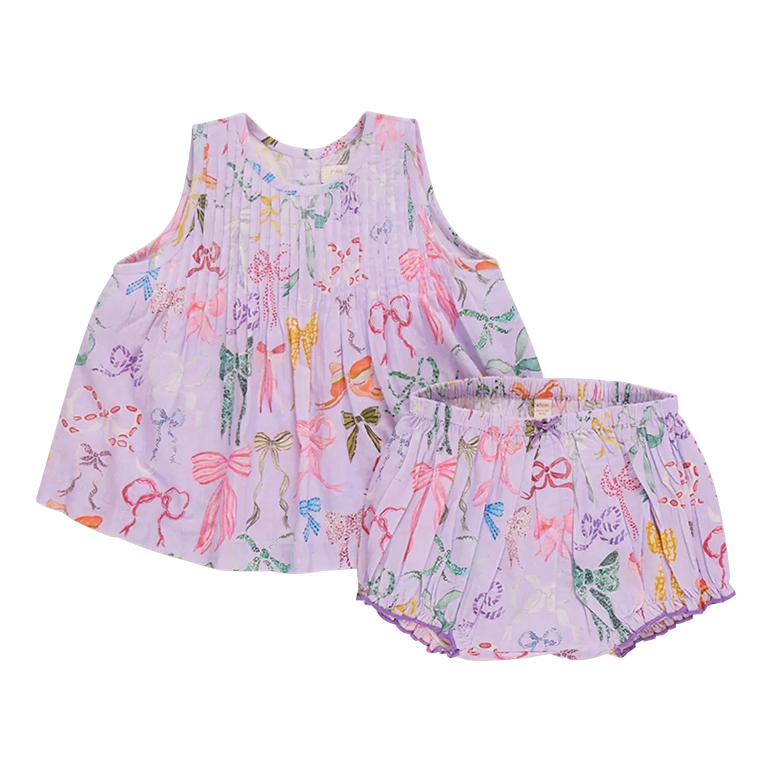 Baby Girls Lavender Watercolor Bows 2 Piece Set