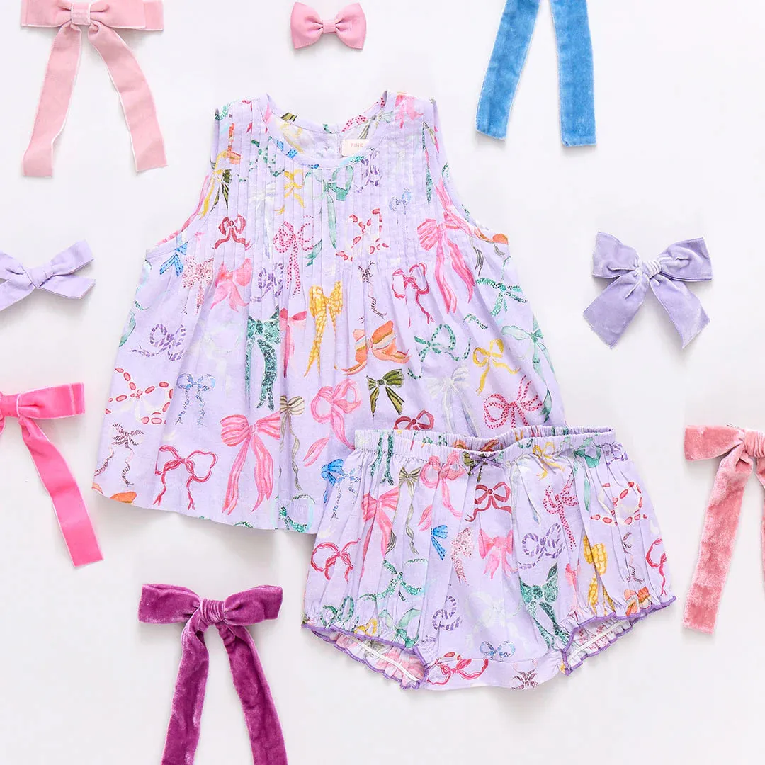 Baby Girls Lavender Watercolor Bows 2 Piece Set