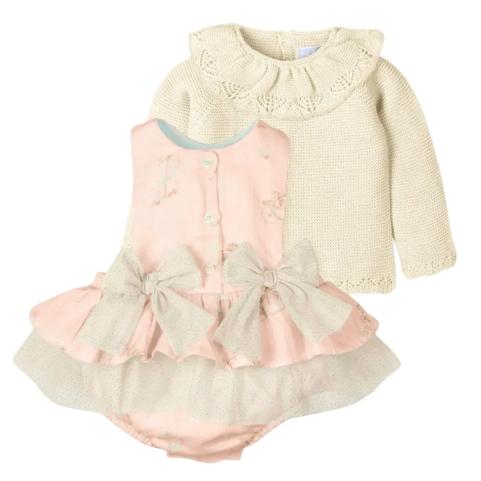 Baby Girls Pink Horse Knitted Set