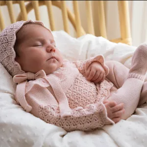 Baby Girls Pink Knitted 3 Piece Set