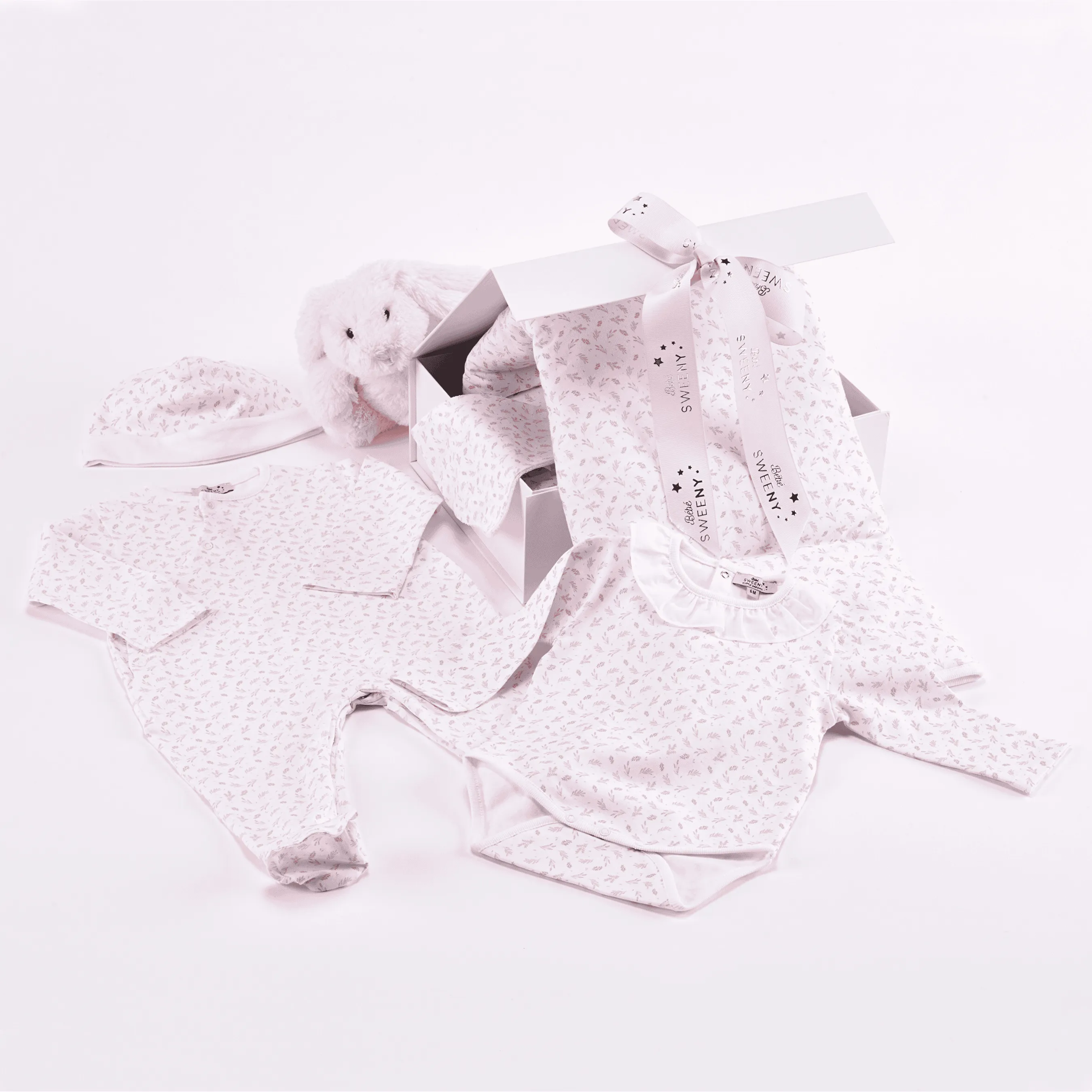 Baby Girls Pink Leaves Print Welcome Set (5) Babykids_Bebe-Sweeny