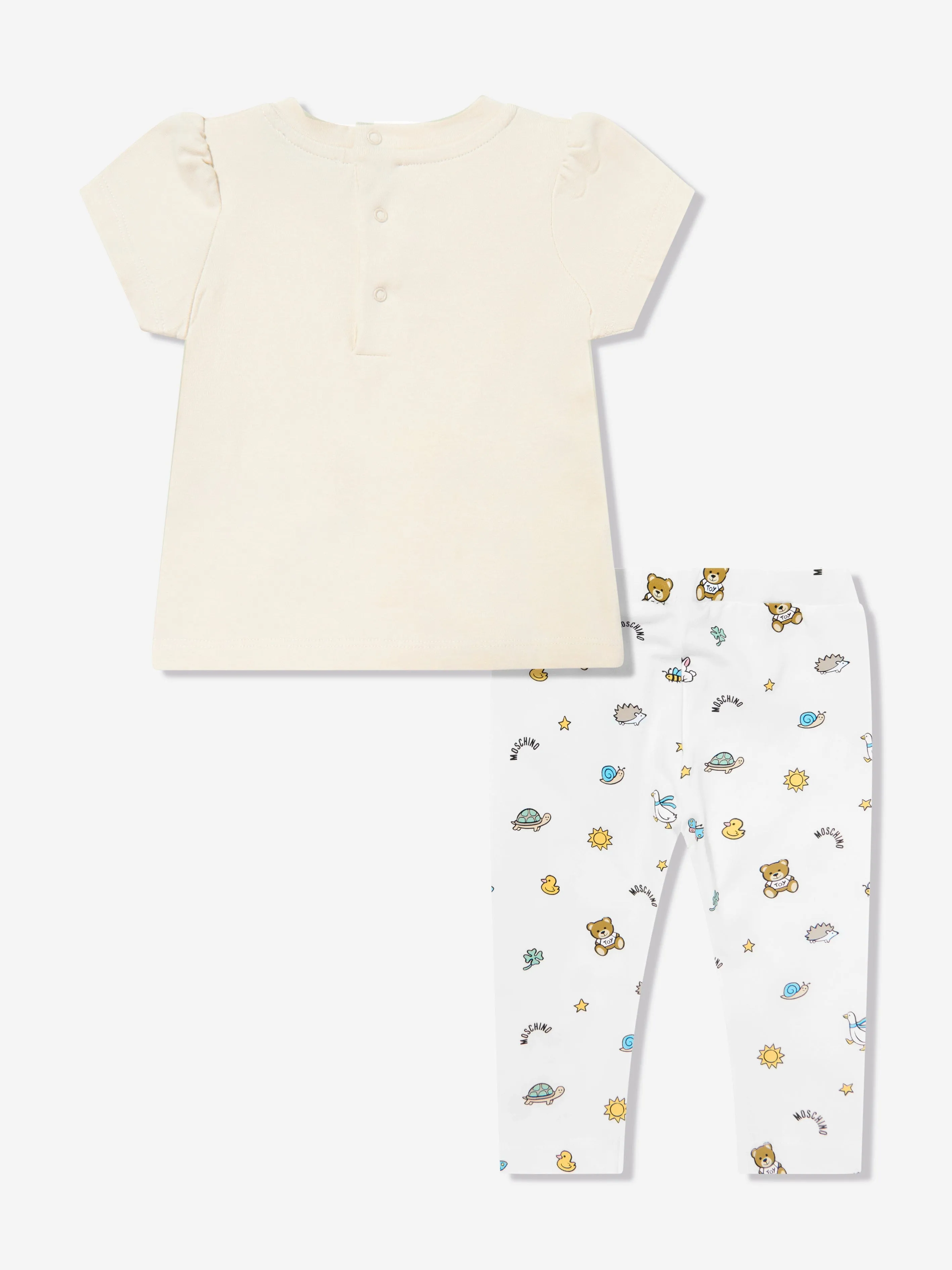 Baby Girls Teddy Bear Leggings Set in Beige