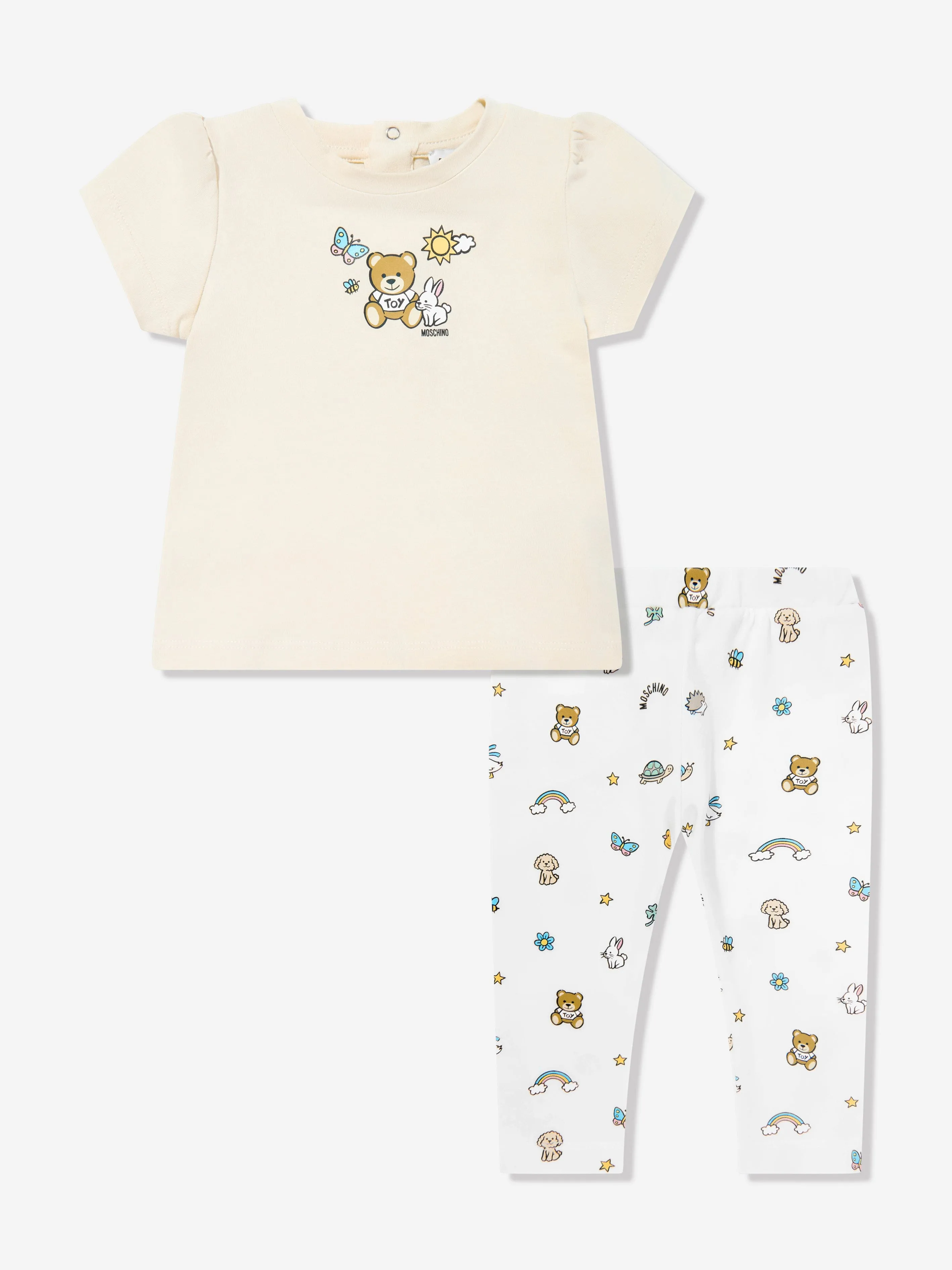 Baby Girls Teddy Bear Leggings Set in Beige