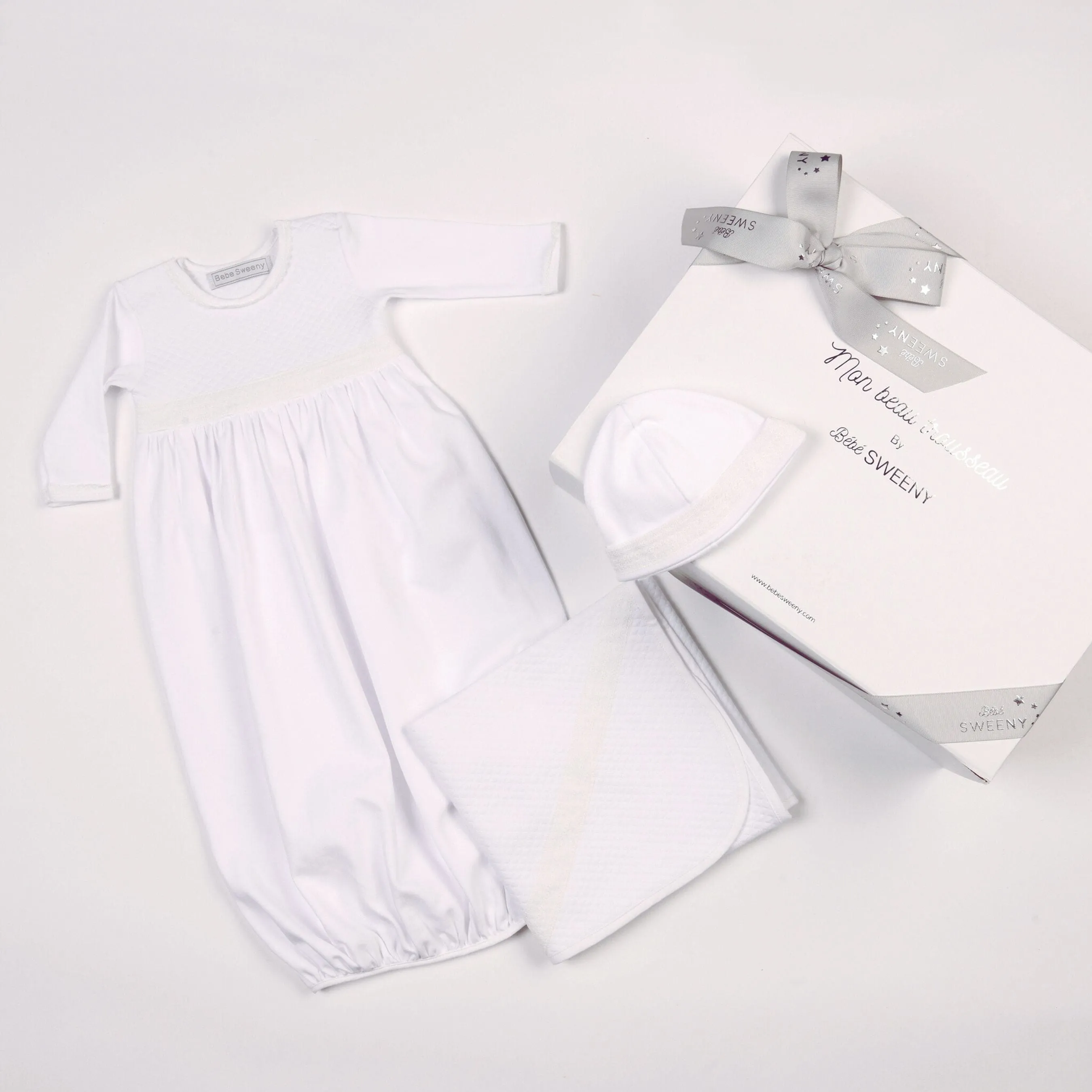Baby White Cotton Gown Set (3) Babykids_Bebe-Sweeny