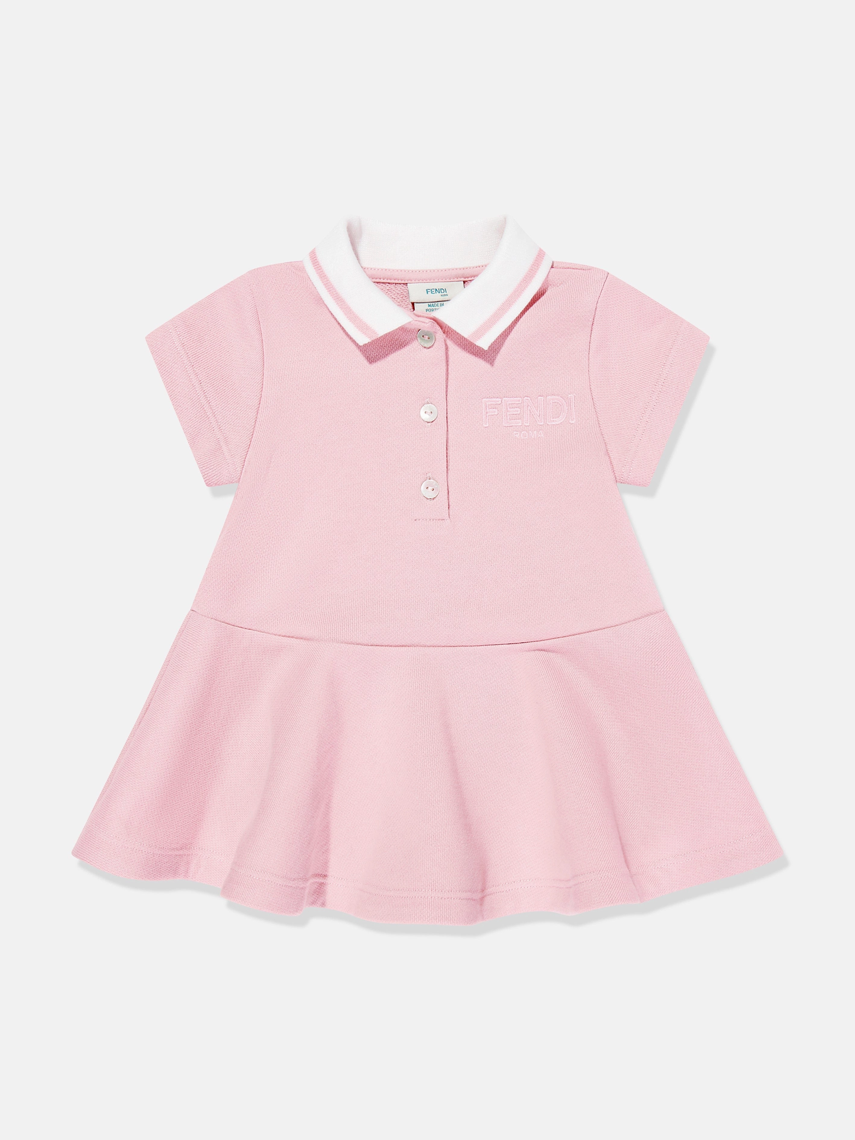 Baby Girls Logo Polo Dress in Pink