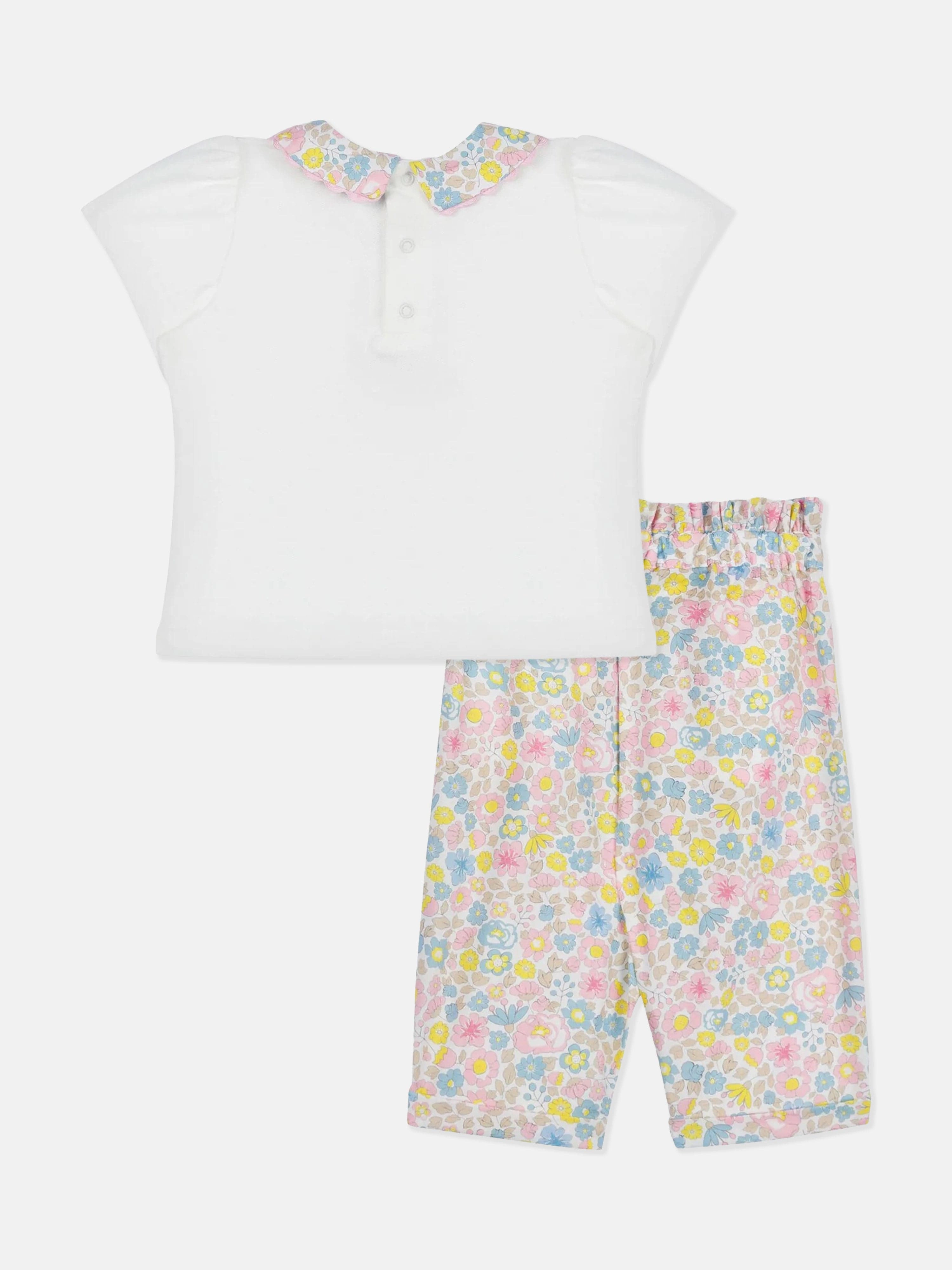Baby Girls Teddy Bear Trouser Set in Ivory