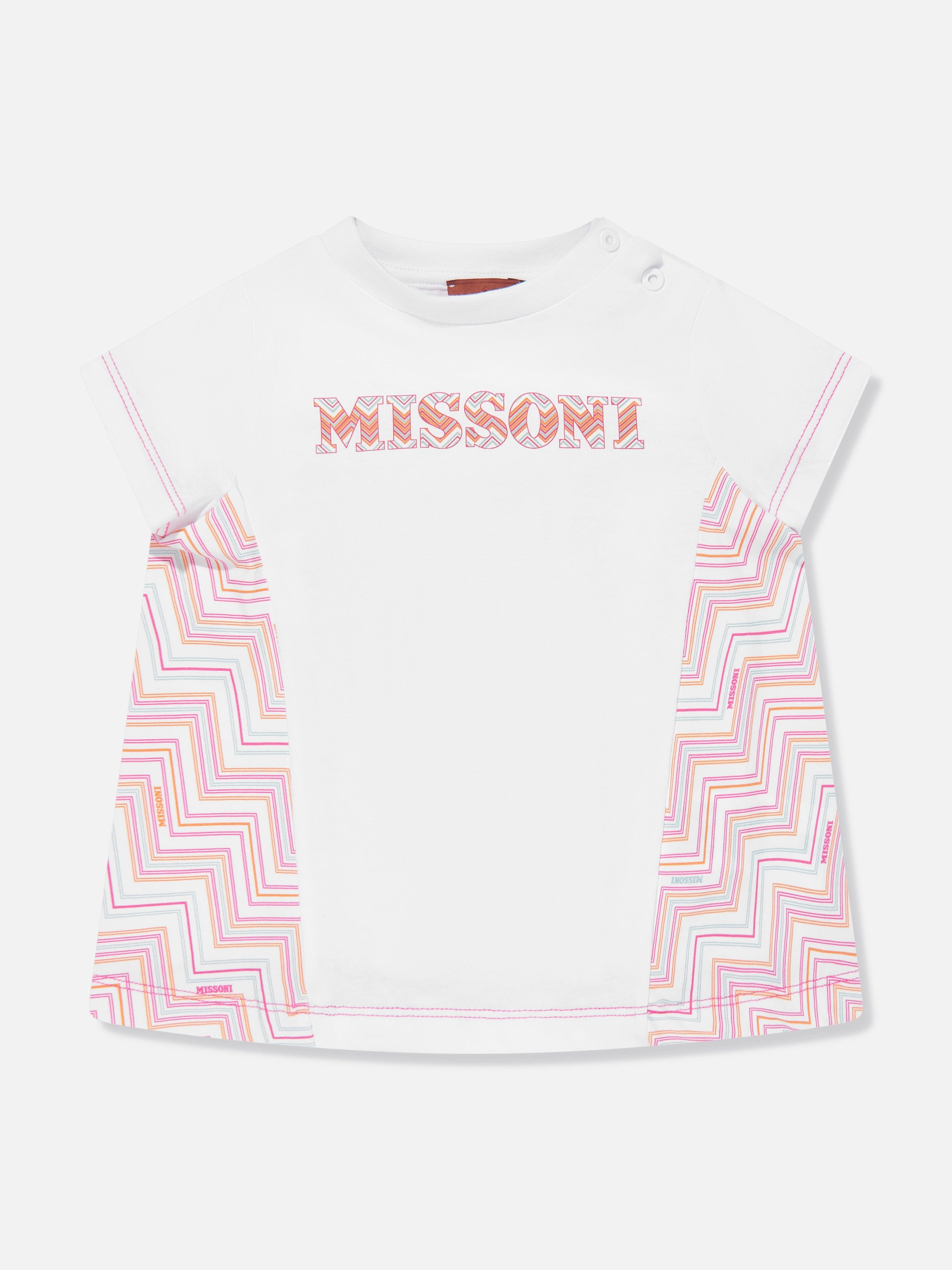 Baby Girls Zigzag Jersey Dress in Pink