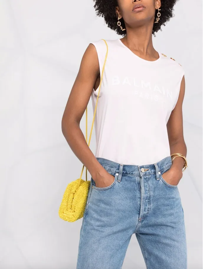Balmain buttoned logo tank top
