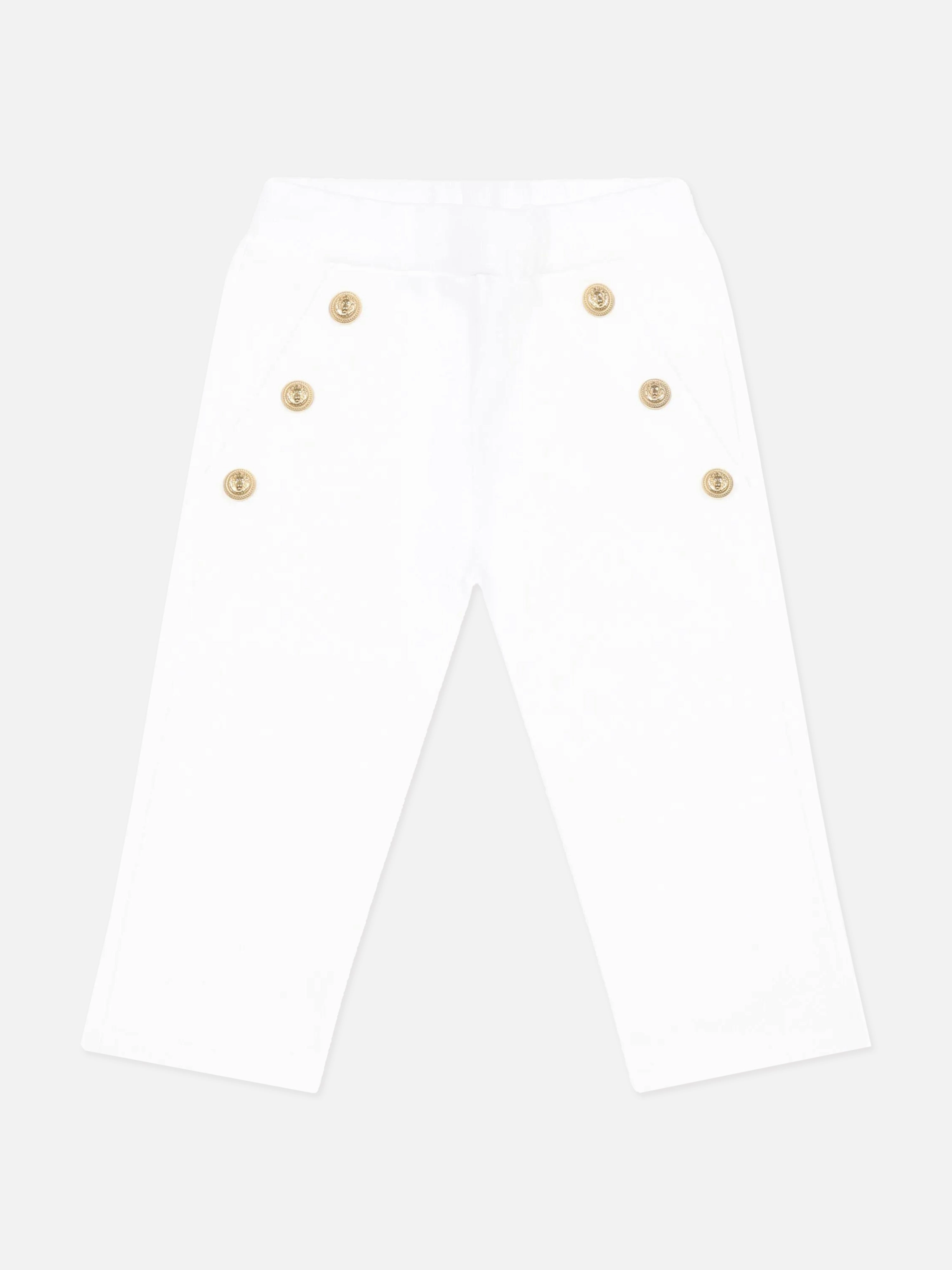 Balmain Baby Girls Logo Button Trousers in White