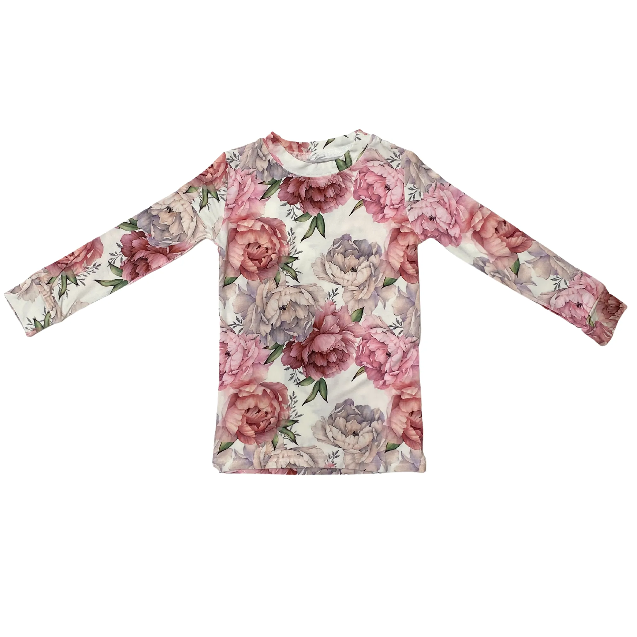 Bamboo Viscose Two Piece Pajama Set with Peony Print For Kids
