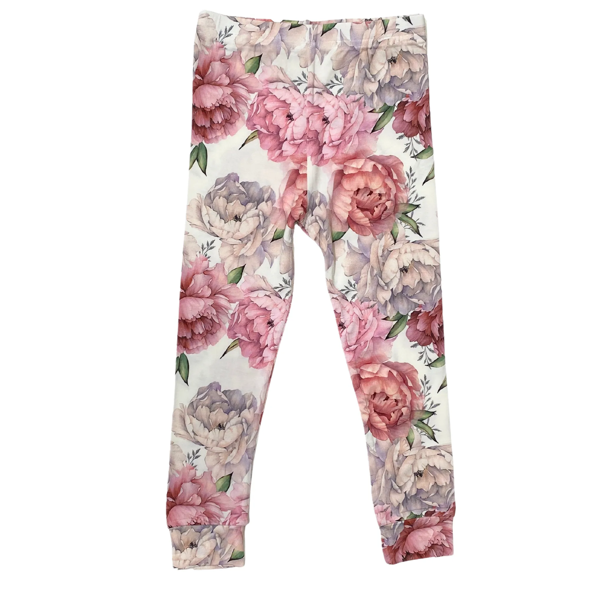 Bamboo Viscose Two Piece Pajama Set with Peony Print For Kids