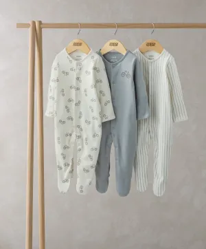 Bicycle Print Sleepsuits (Set of 3) Babykids Mamas & Papas