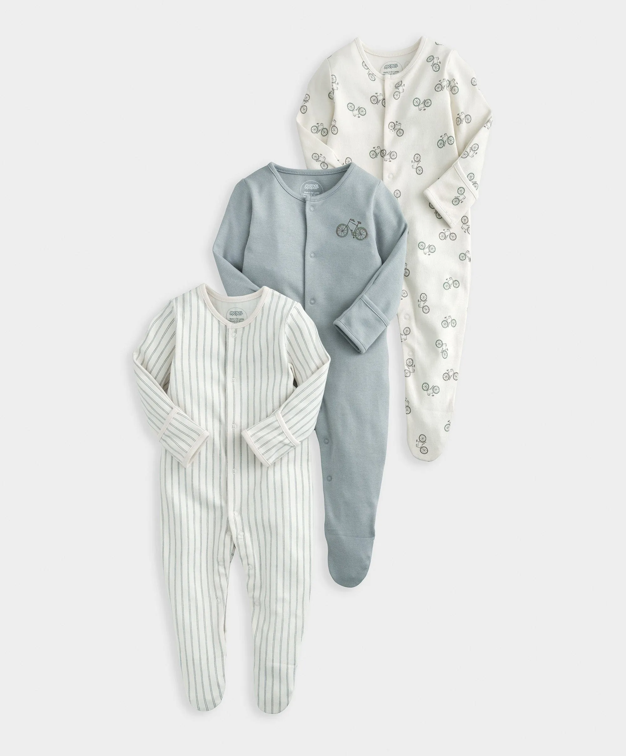 Bicycle Print Sleepsuits (Set of 3)