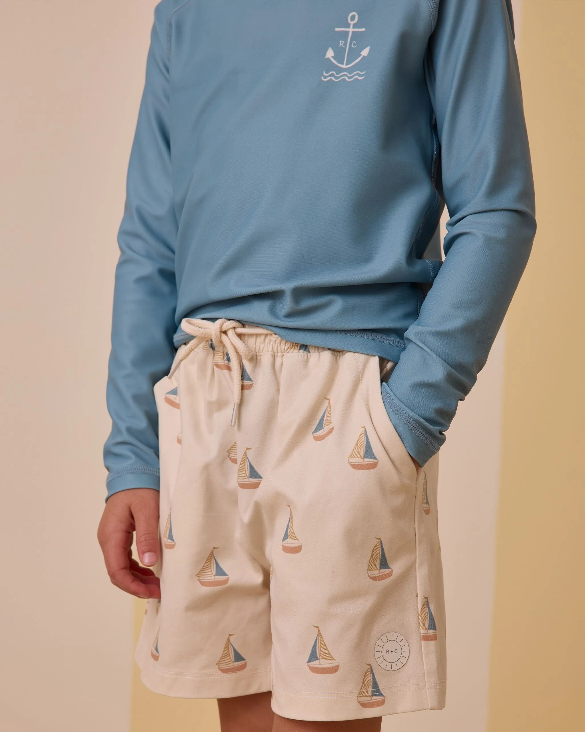 Boardshort - Sailboats by Rylee   Cru