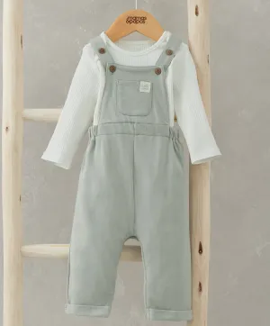 Bodysuit & Jersey Dungarees Outfit Set - Green