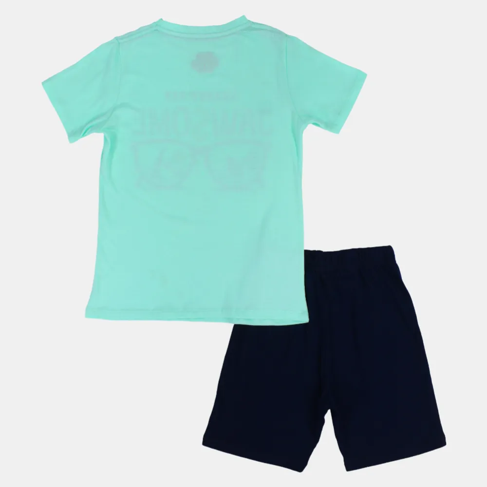 Boys Cotton Pajama Set – Aqua