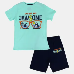 Boys Cotton Pajama Set – Aqua