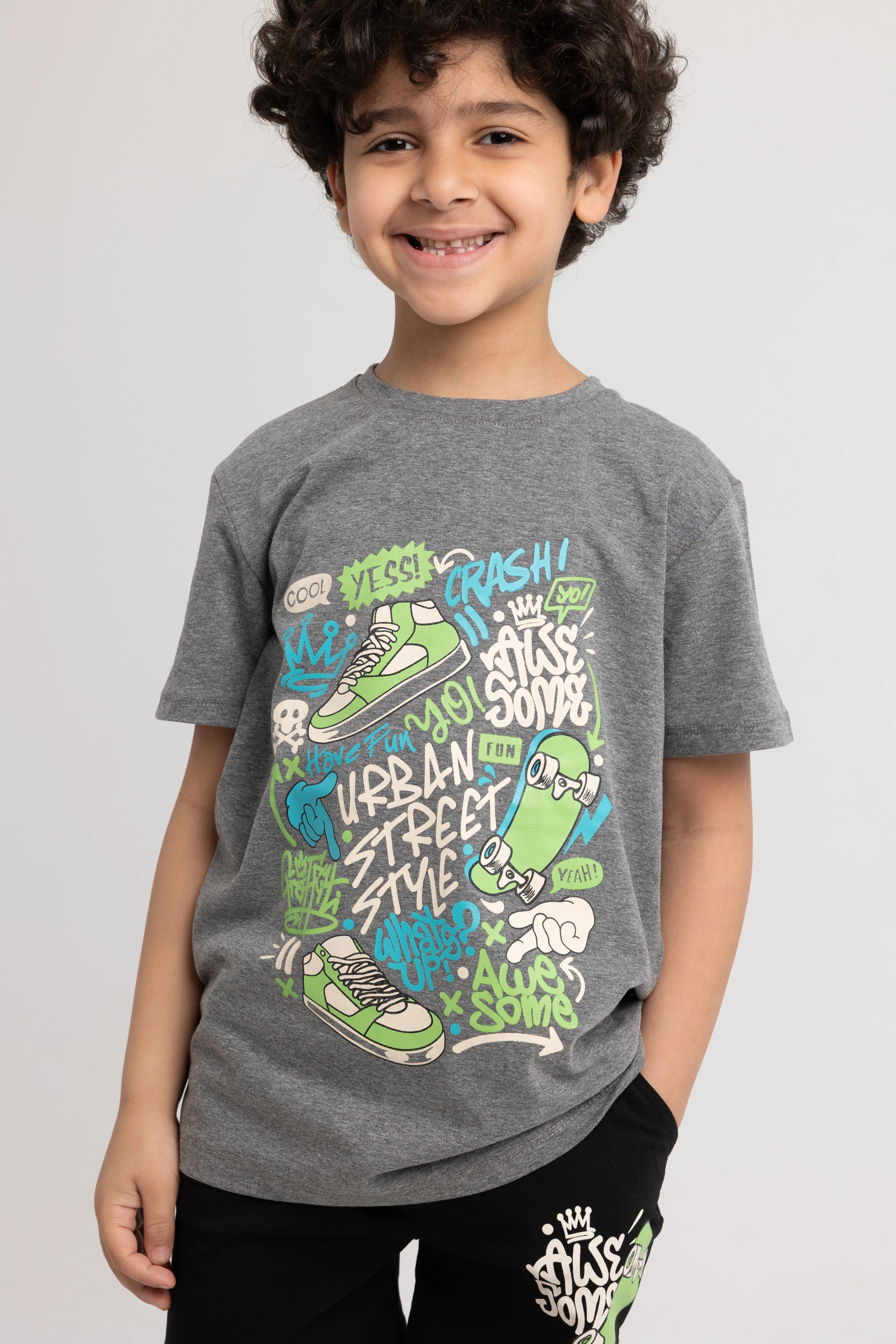 Boys Cotton Pajama Set – Grey