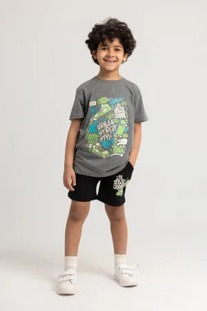 Boys Cotton Pajama Set – Grey