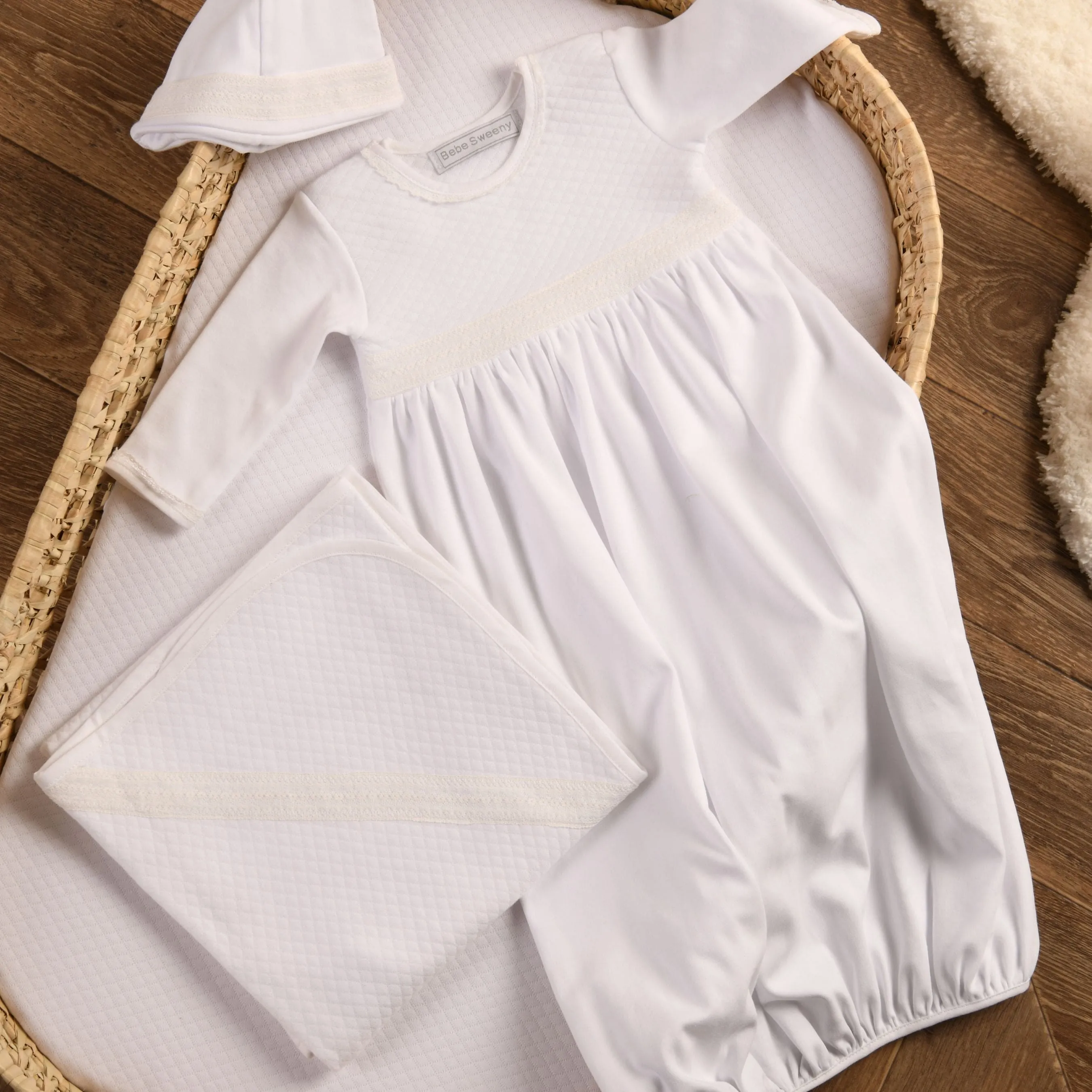 Boys White Quilted Cotton Gown Babykids_Bebe-Sweeny