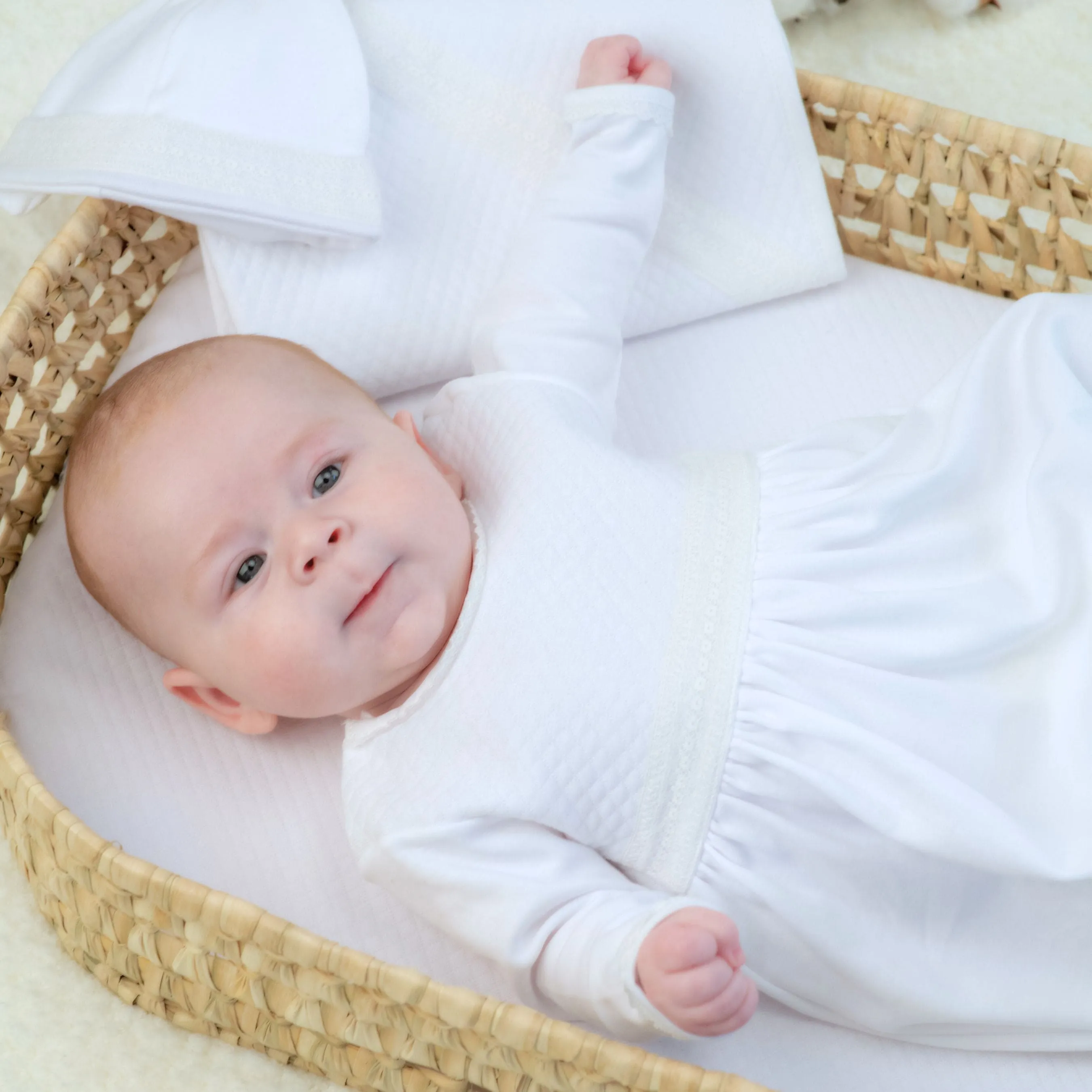 Boys White Quilted Cotton Gown Babykids_Bebe-Sweeny
