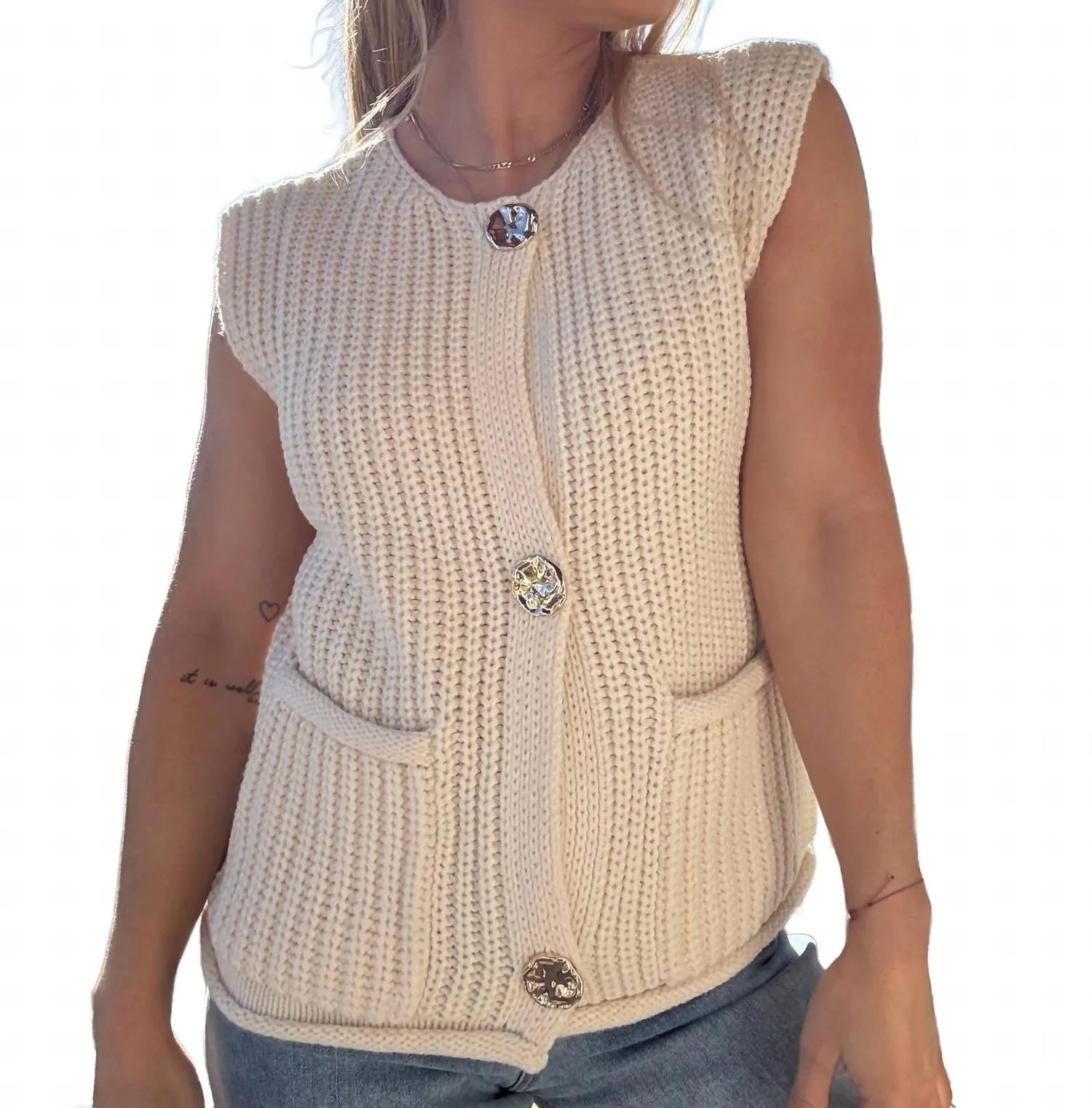 Calli Sweater Vest In White