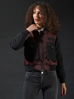 Campus Sutra Women Checks Stylish Casual Bomber Jacket