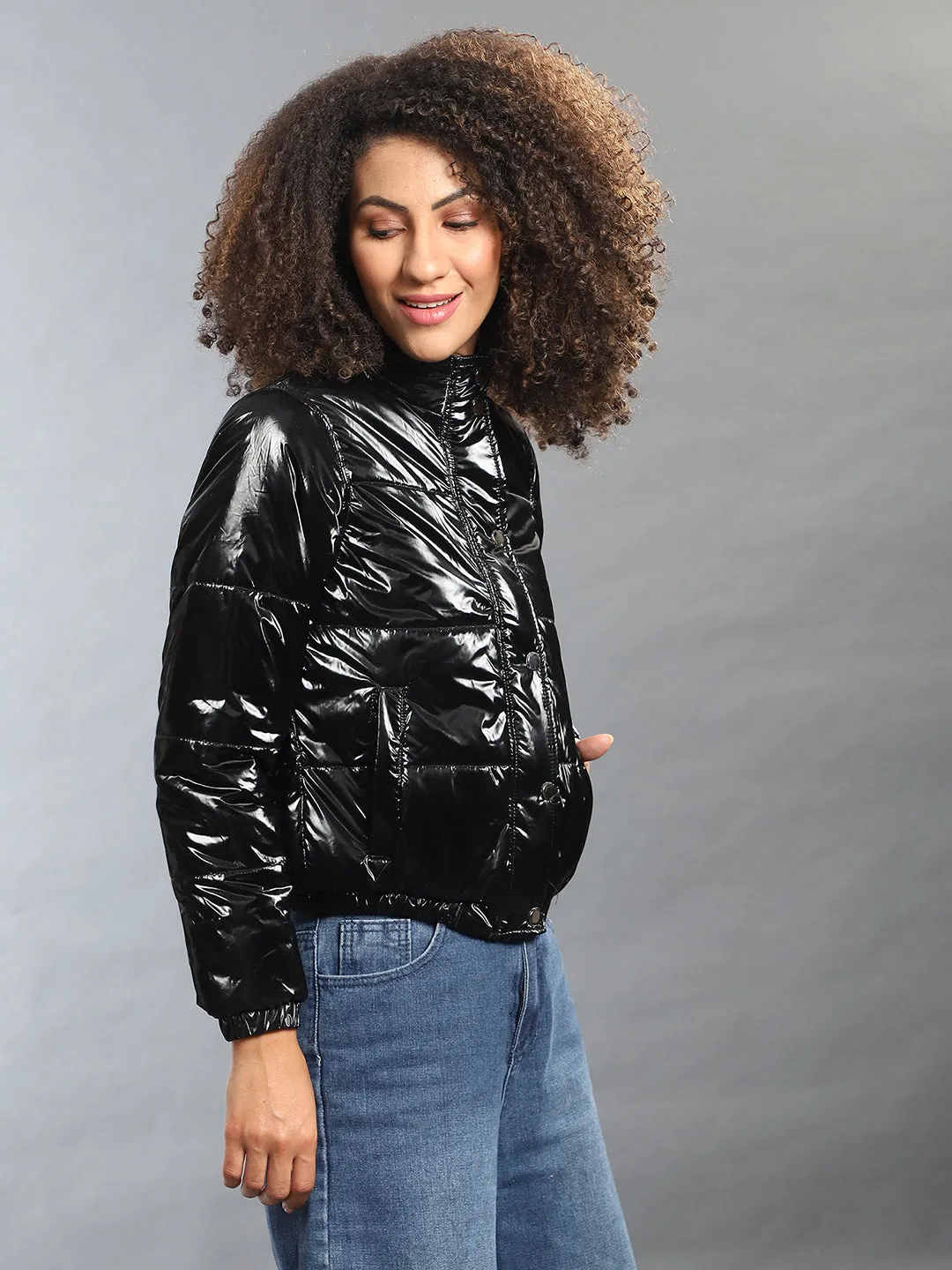 Campus Sutra Women Solid Stylish Casual Bomber Jacket