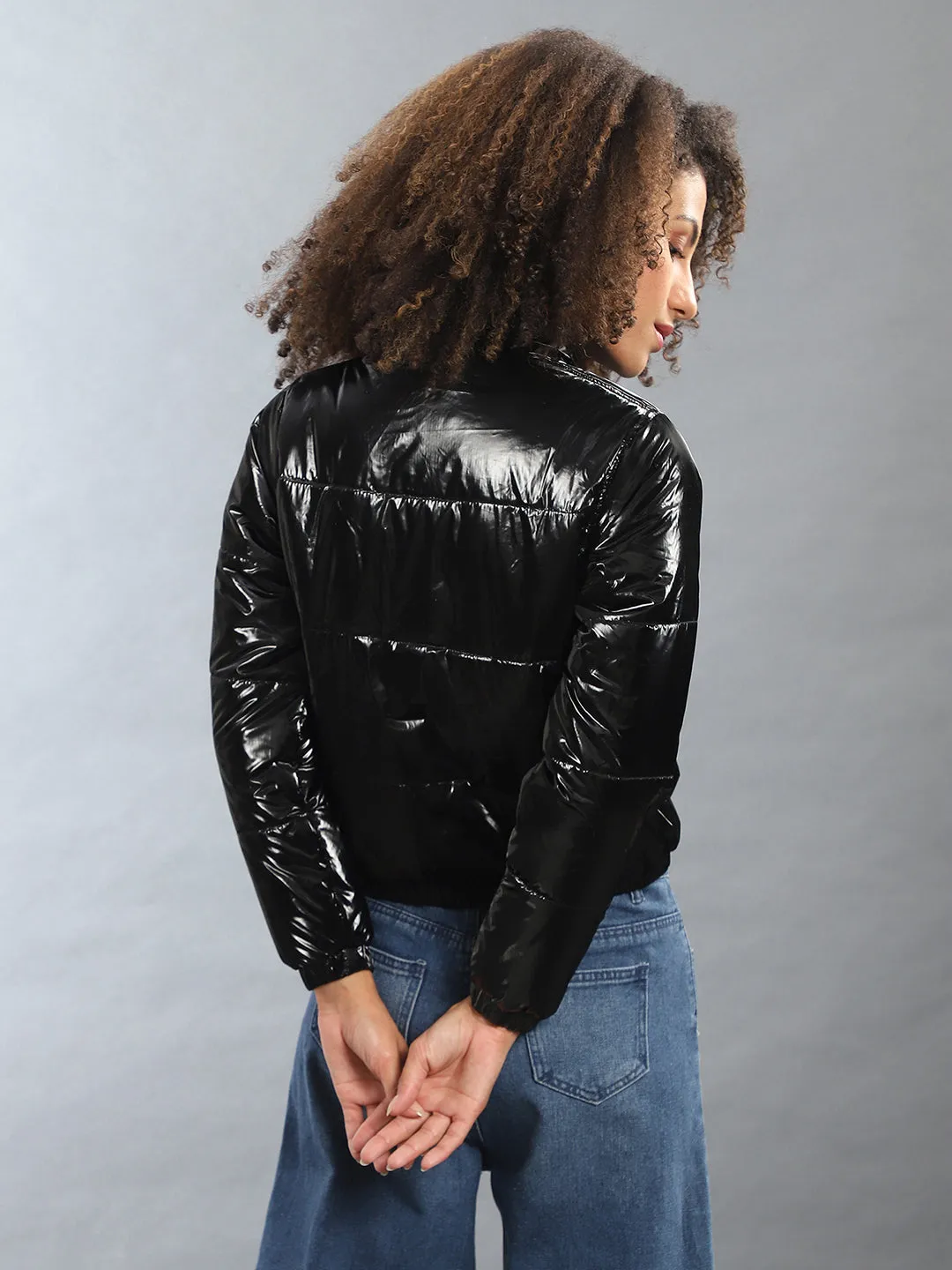 Campus Sutra Women Solid Stylish Casual Bomber Jacket