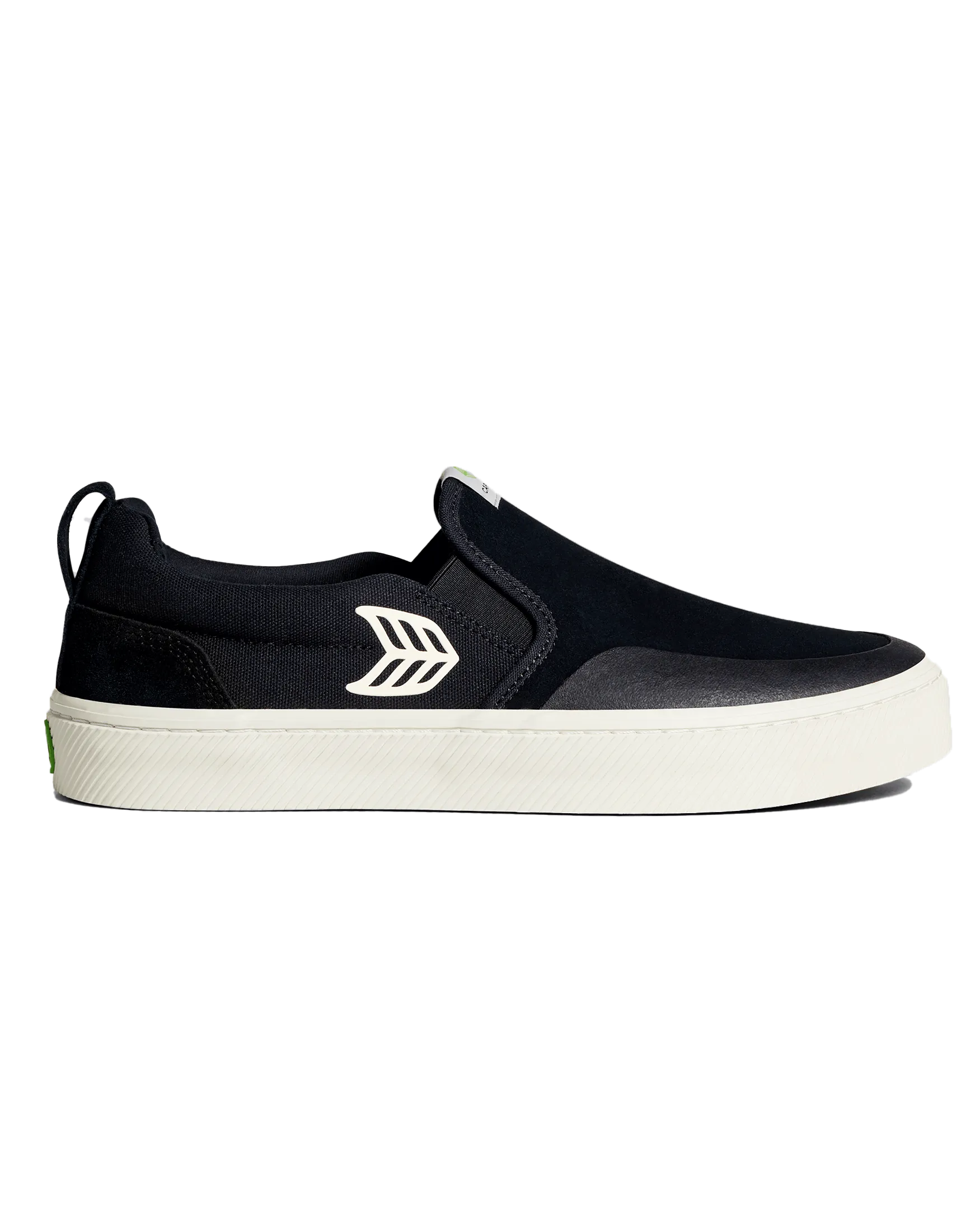 Cariuma Shoes Slip On Skate Pro Shoes in Black Suede & Ivory Logo