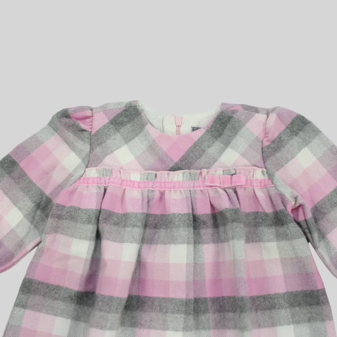 Checkered Long-Sleeved Dress