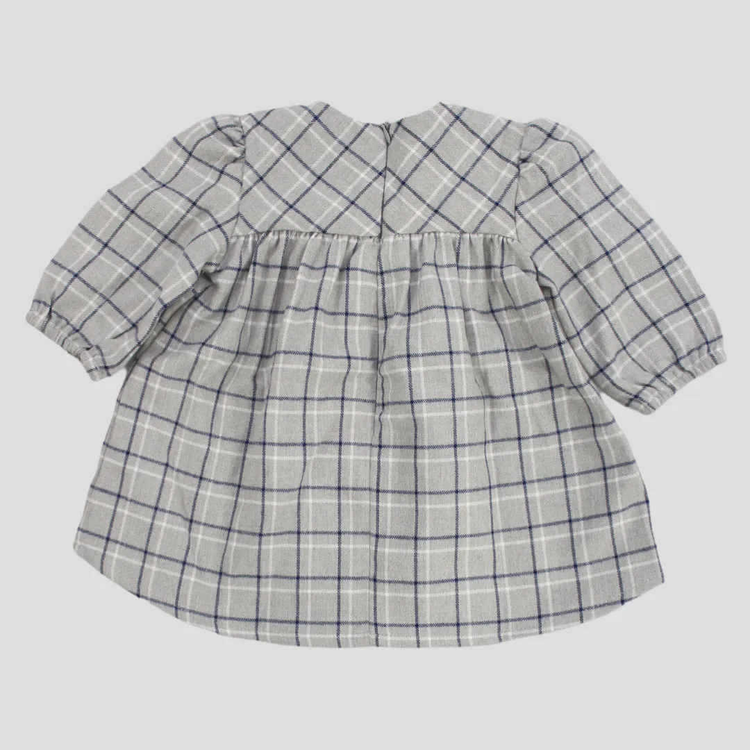 Checkered Long-Sleeved Dress