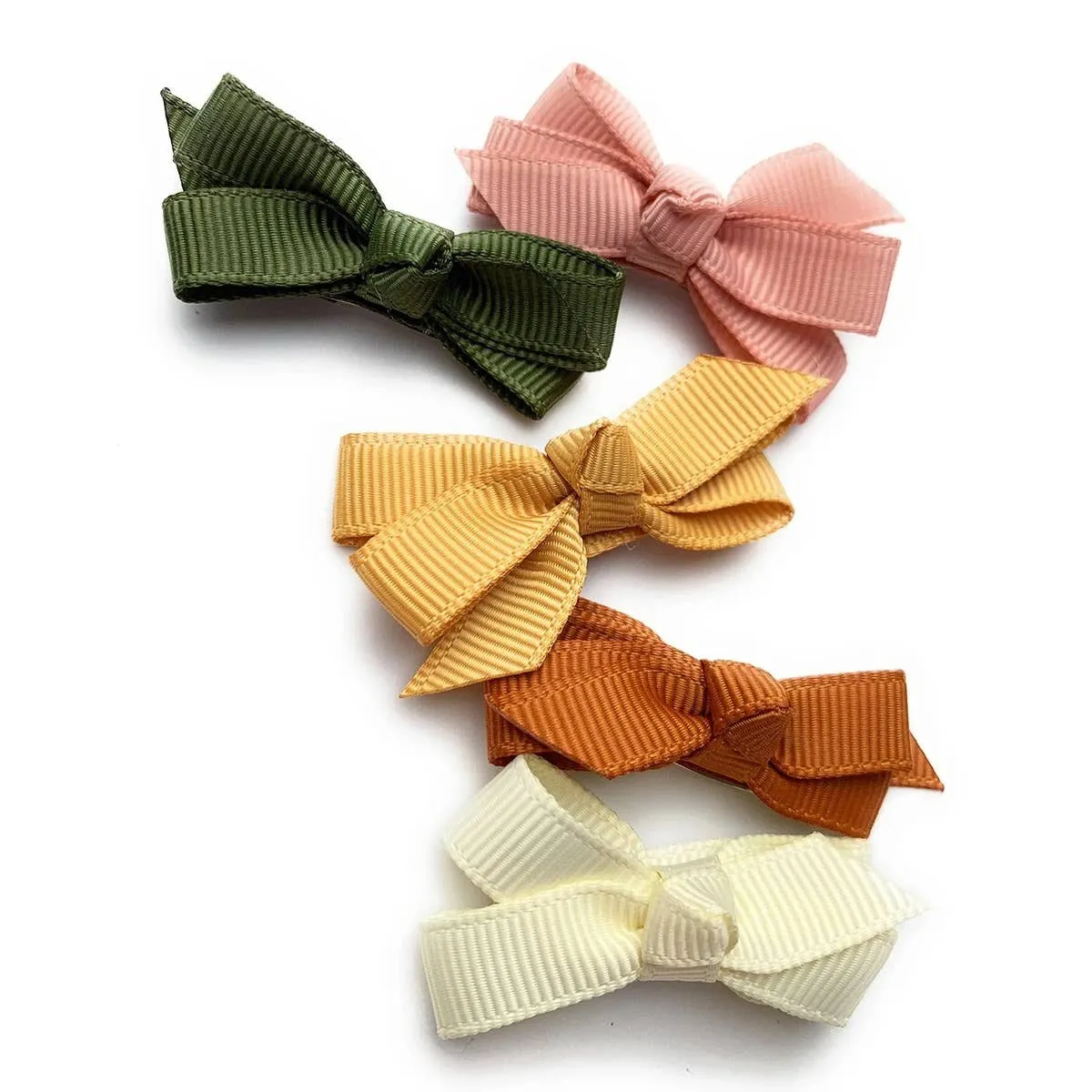Chelsea Grosgrain Bows on Snap Clips Set of 5 - Desert Spring by Baby Wisp