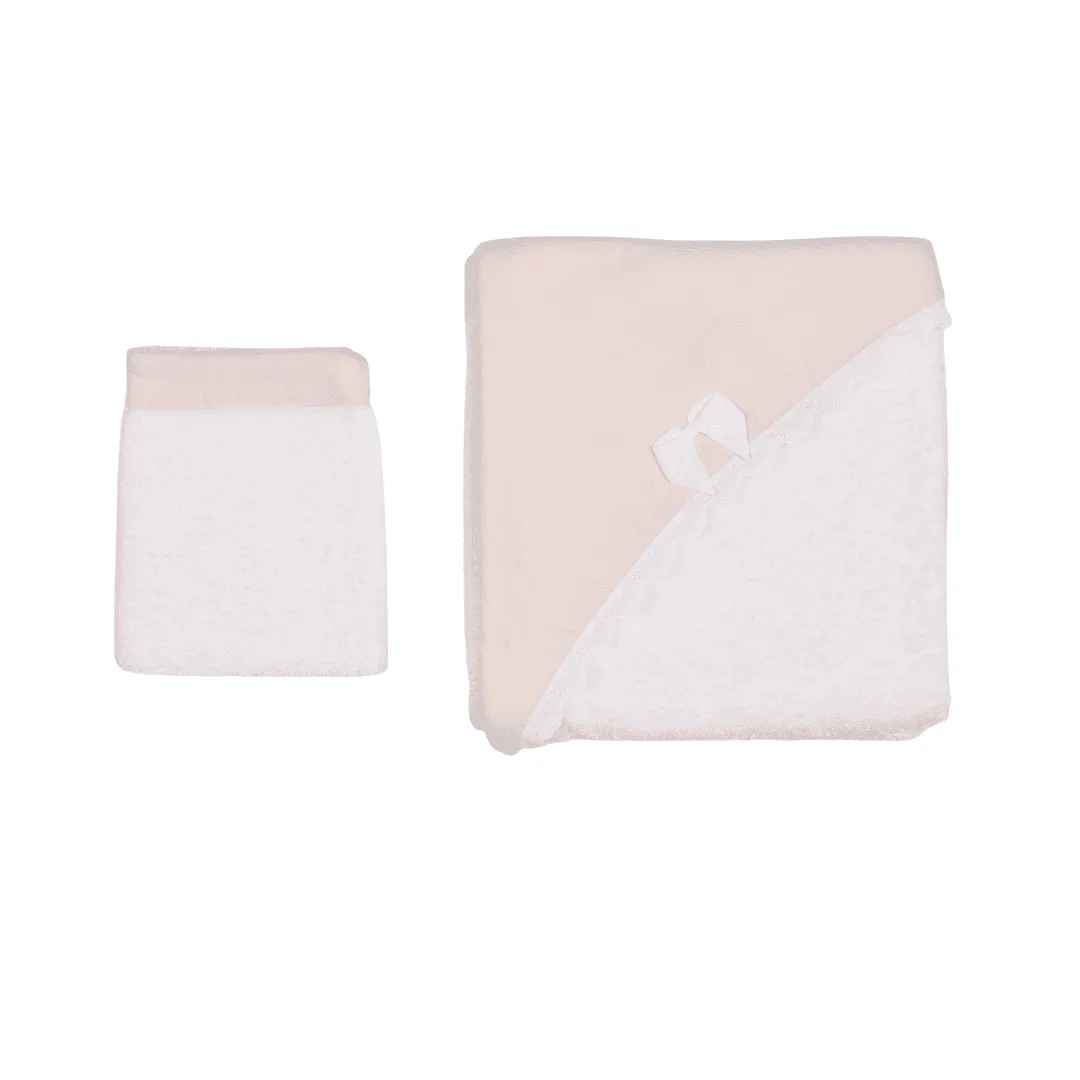 Chely | Girls Rose Blush Hooded Towel & Washcloth (2) Babykids_Bebe-Sweeny