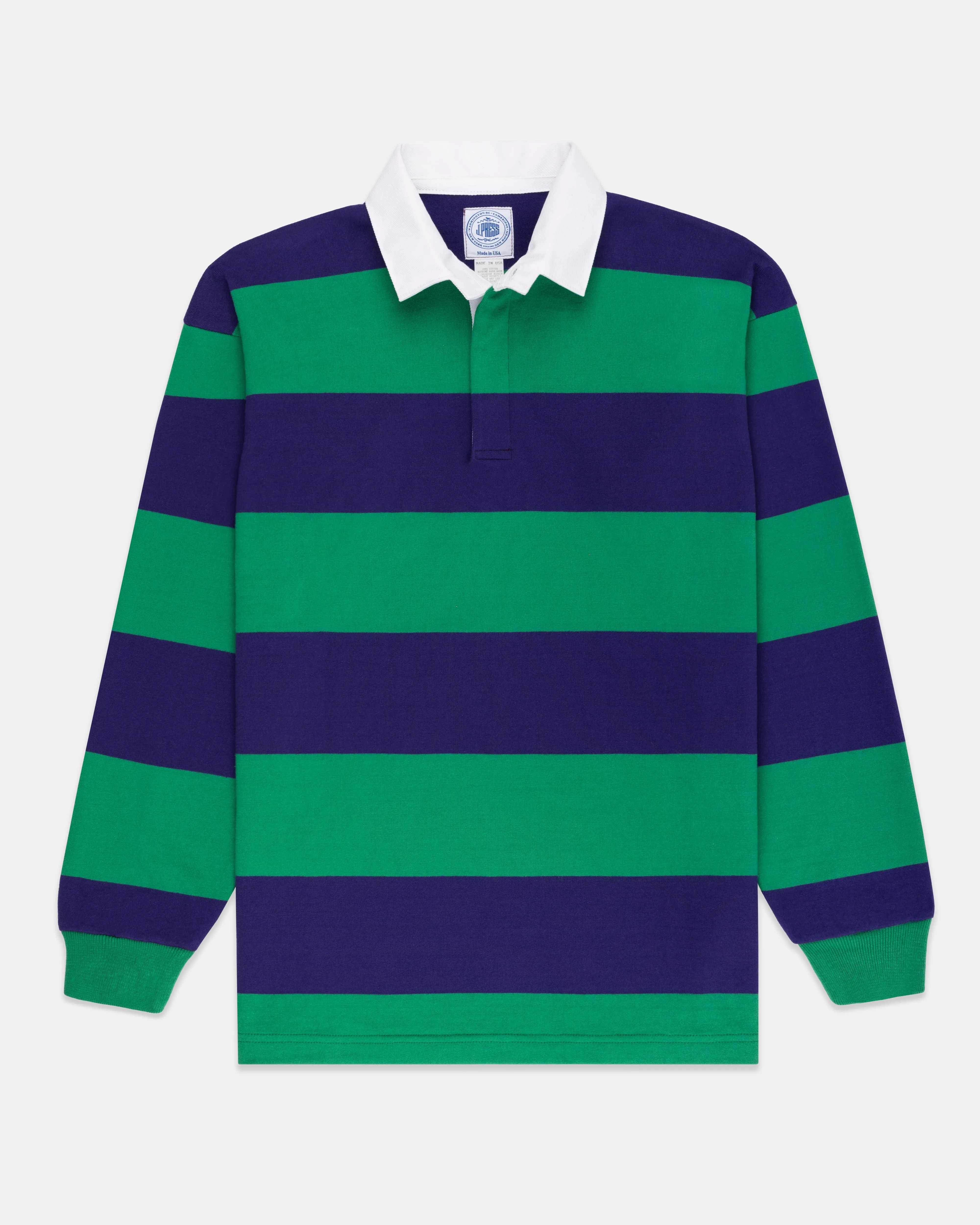 CLASSIC STRIPE RUGBY SHIRT - KELLY/PURPLE