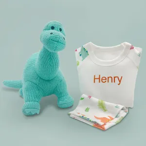 Dinosaur Soft Toy and Personalised Pyjamas, Aqua