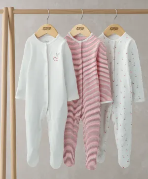Ditsy Cherry Sleepsuits (Set of 3) Babykids Mamas & Papas