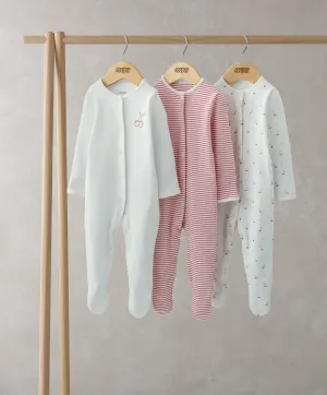 Ditsy Cherry Sleepsuits (Set of 3)
