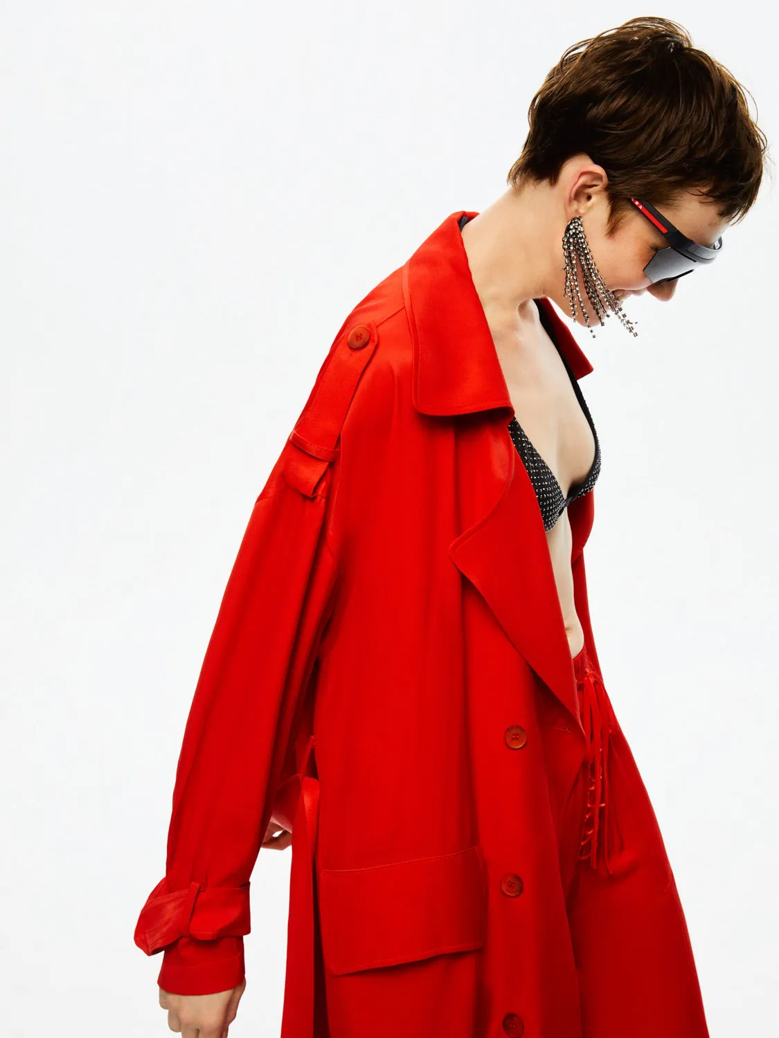 Double-Breasted Belted Trench Coat